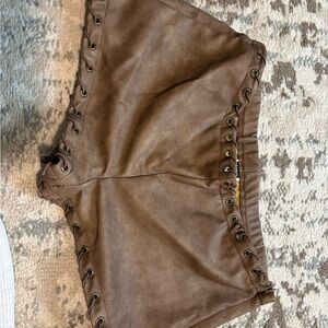 SHEIN Brown Lace-Up Detail Shorts